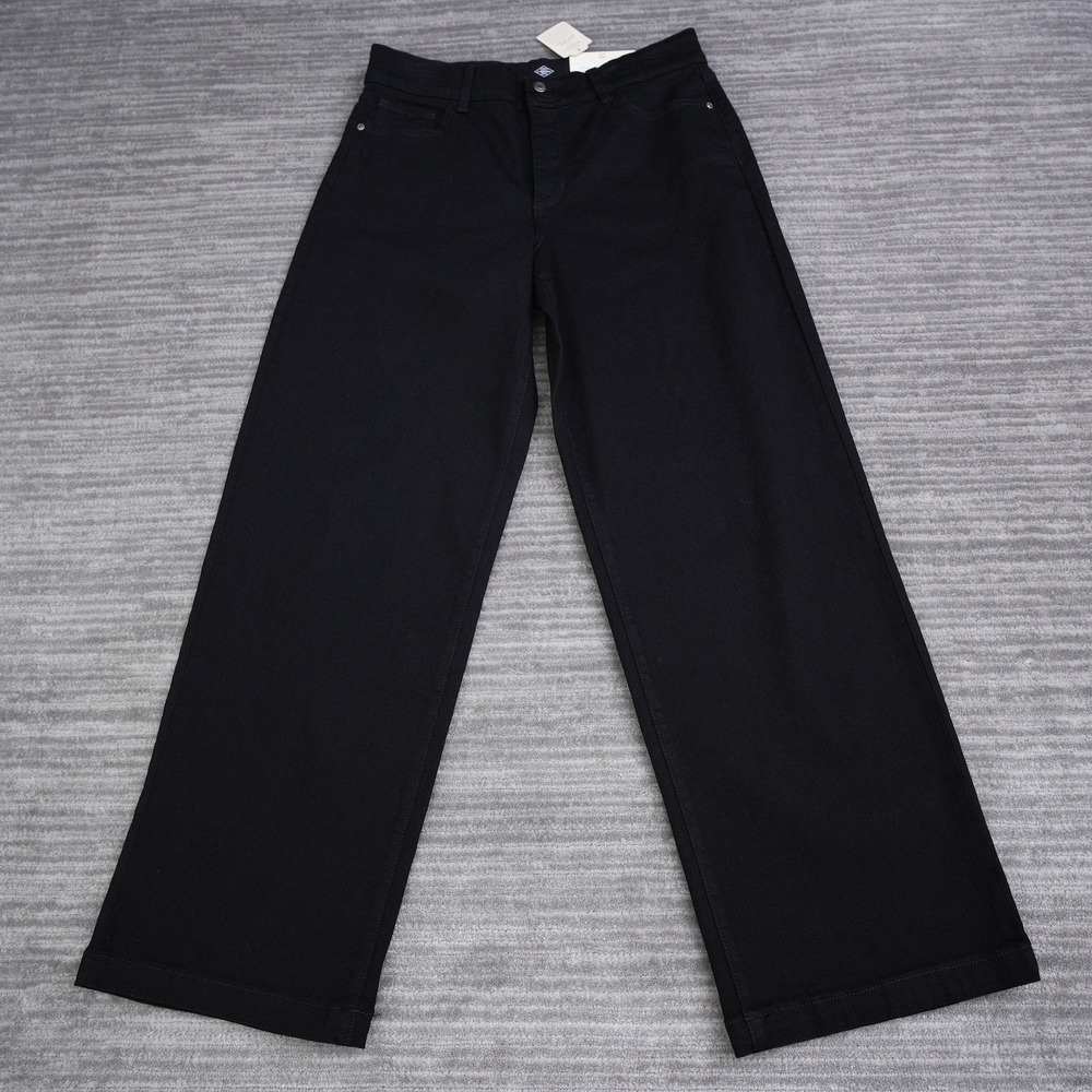 St. John's Bay Womens Black Wide Leg Jeans High Rise Comfort Waist Size 12 NWT